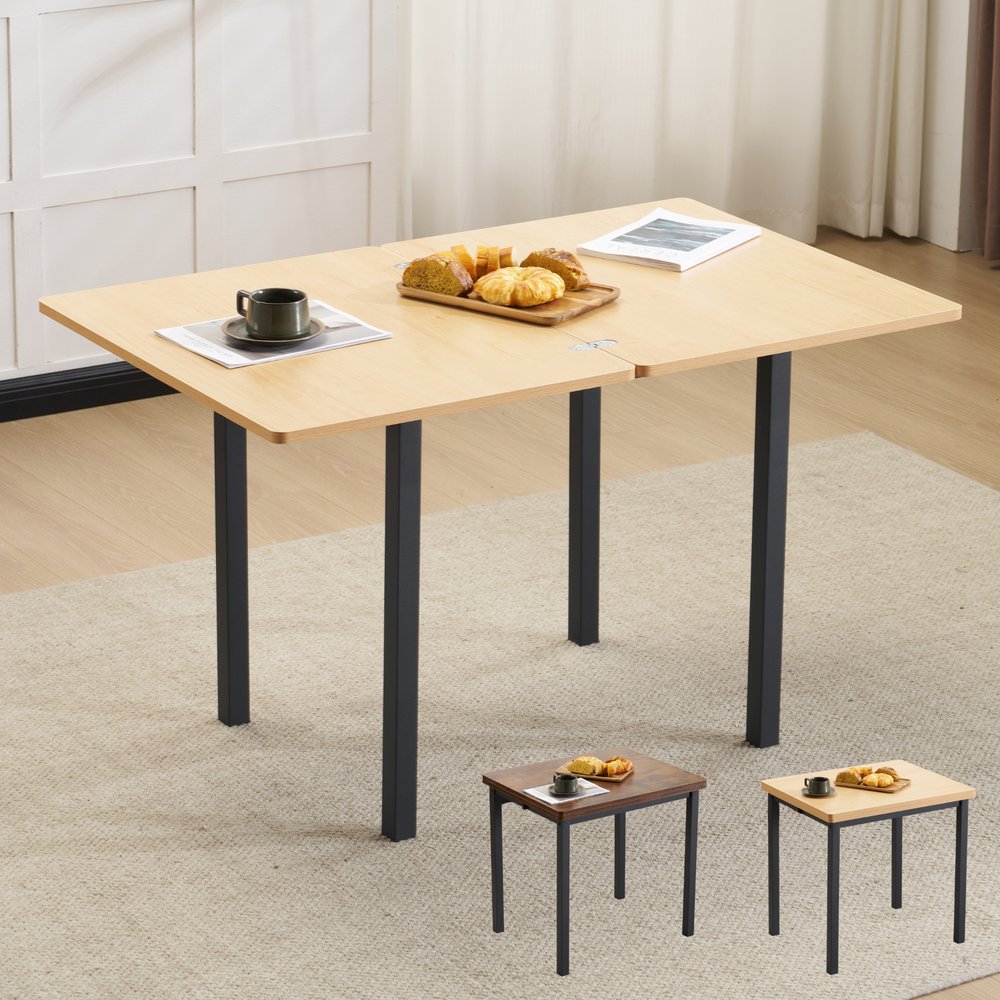 樂天商城 - 【テーブル単品】ダイニングテーブル 天板が広げる 幅75-120cm 昇長式テーブル 作業用 デスク テーブル センターテーブル リビングテーブル コンパクト 木目調