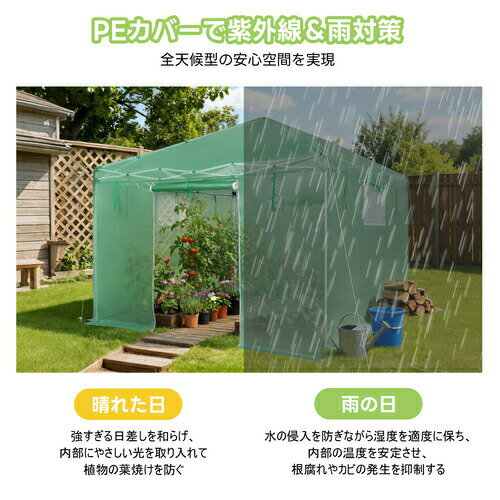 【先着10名様8%OFFクーポン】ビニール温室 最短当日発送 大型 家庭用 換気網戸窓付...