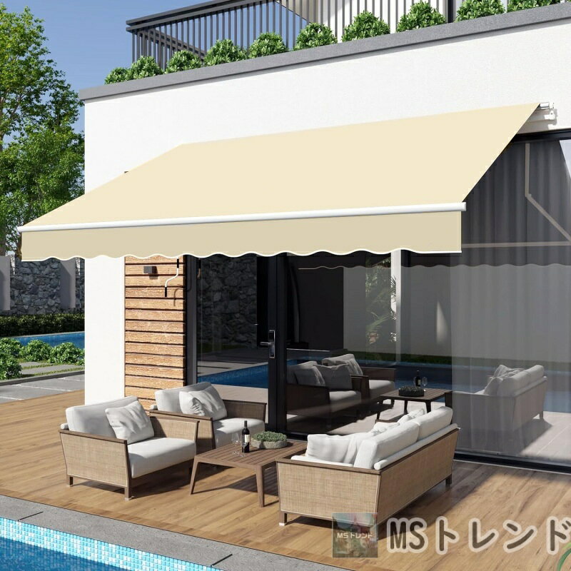 樂天商城 - 【2026年夏NEWモデル】 オーニングテント 専用カバー付き 幅2m×1.5m 幅3m×2m 幅4m×3m 壁掛け 巻き上げ式 日よけ テント サンシェード ベランダ バルコニー UVカット ######