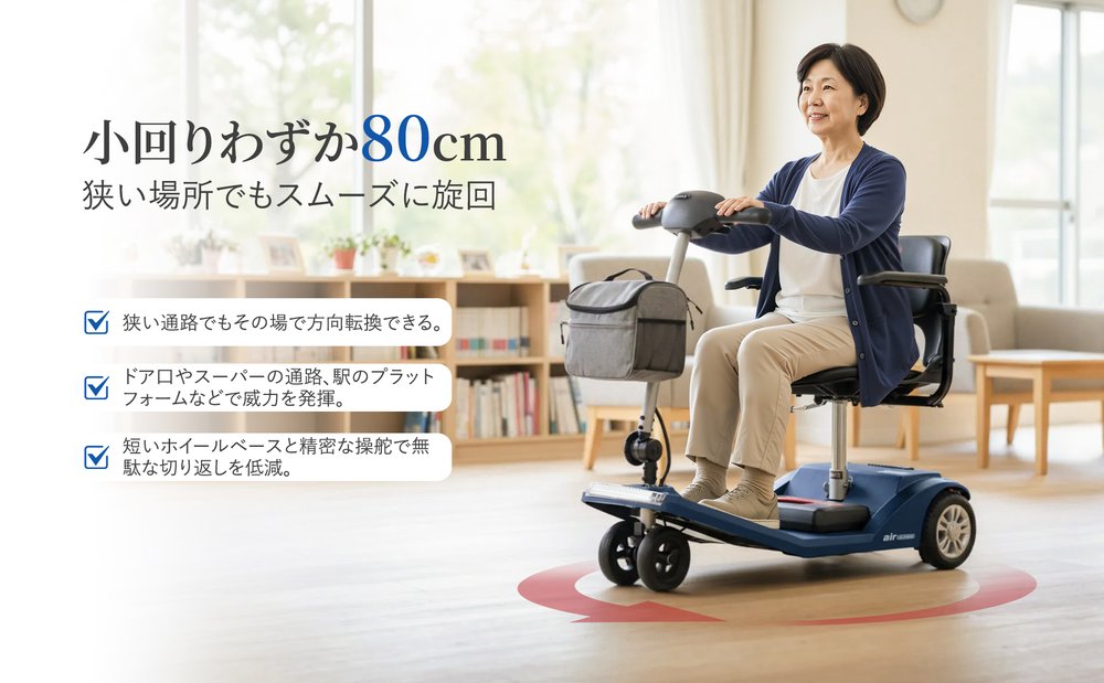 MSトレンドの【2営業日以内に発送】高齢者向けの電動モビリティスクーター，積載量は 120 KG、速度は 6 KM/H、走行距離は 15 KM、取り外し可能なリチウム バッテリー、アルミ合金フレーム、運転免許証は不要です-AIRCLASSIC BLUE｜アングル2