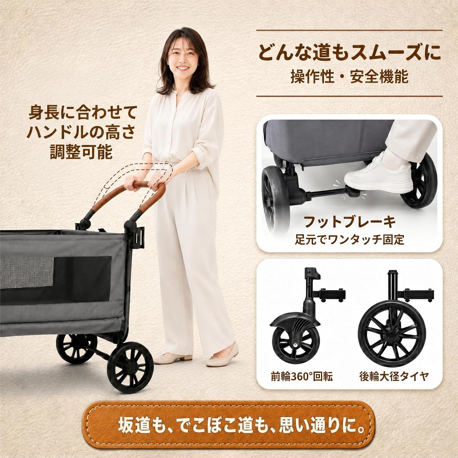 2WAY 大型犬用ペットカート,中型犬用、 小型犬用ペットカート, バギー, 多頭飼, キ...