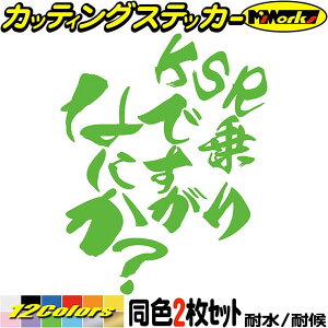 バイク ステッカー KSR 乗りですがなにか？ (2枚1セット) カッティングステッカー 全12色(120mmX95mm) スクリーン ツール ボックス ケース かっこいい おもしろ漢 アウトドア 防水 耐水 転写 切り文字 シール