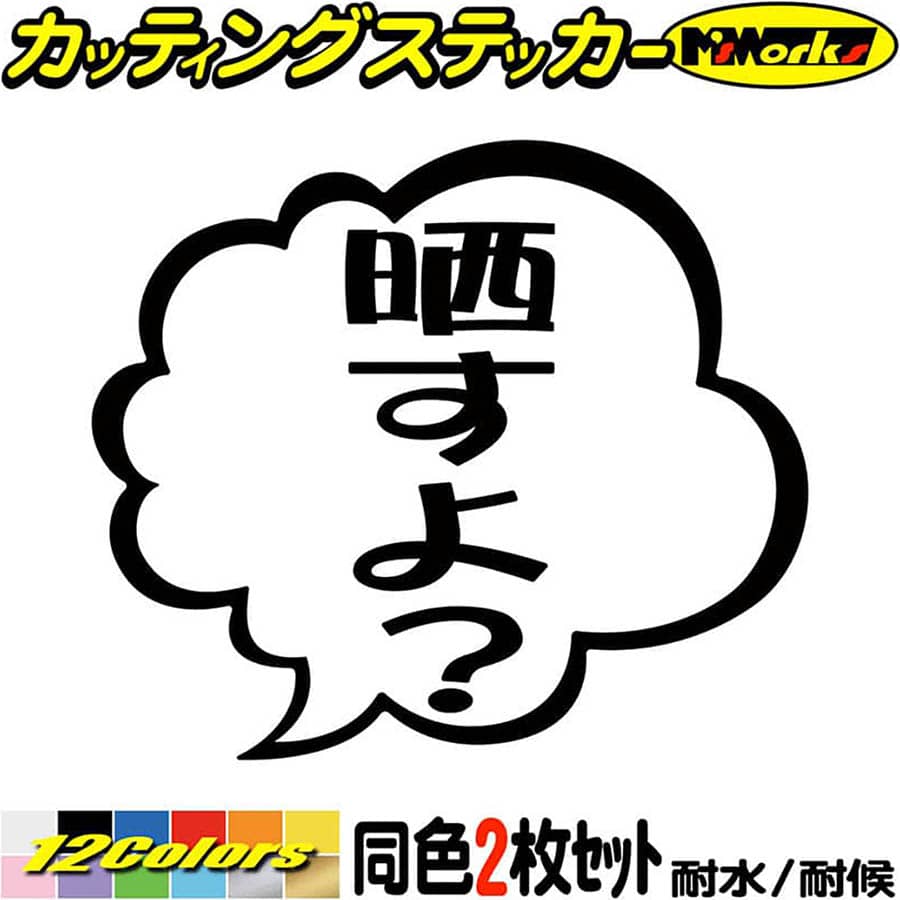 あおり運転 ステッカー 晒すよ？ つぶやき 一言 吹き出し (2枚1セット) カッティングステッカー 全12色(95mmX110mm) 車 ドラレコ 煽り 対策 リア ウィンドウ ガラス 窓 おもしろ デカール 防水 耐水 アウトドア 目印 転写 シールのサムネイル