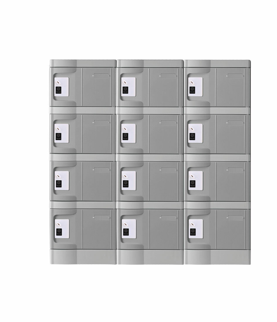 MTセキュリティジャパン T-280E プラスチックロッカー　樹脂製ロッカー　セキュリティボックス　軽量・縦横連結・スタッキング・簡単組立 12人用　3列4段 IC錠