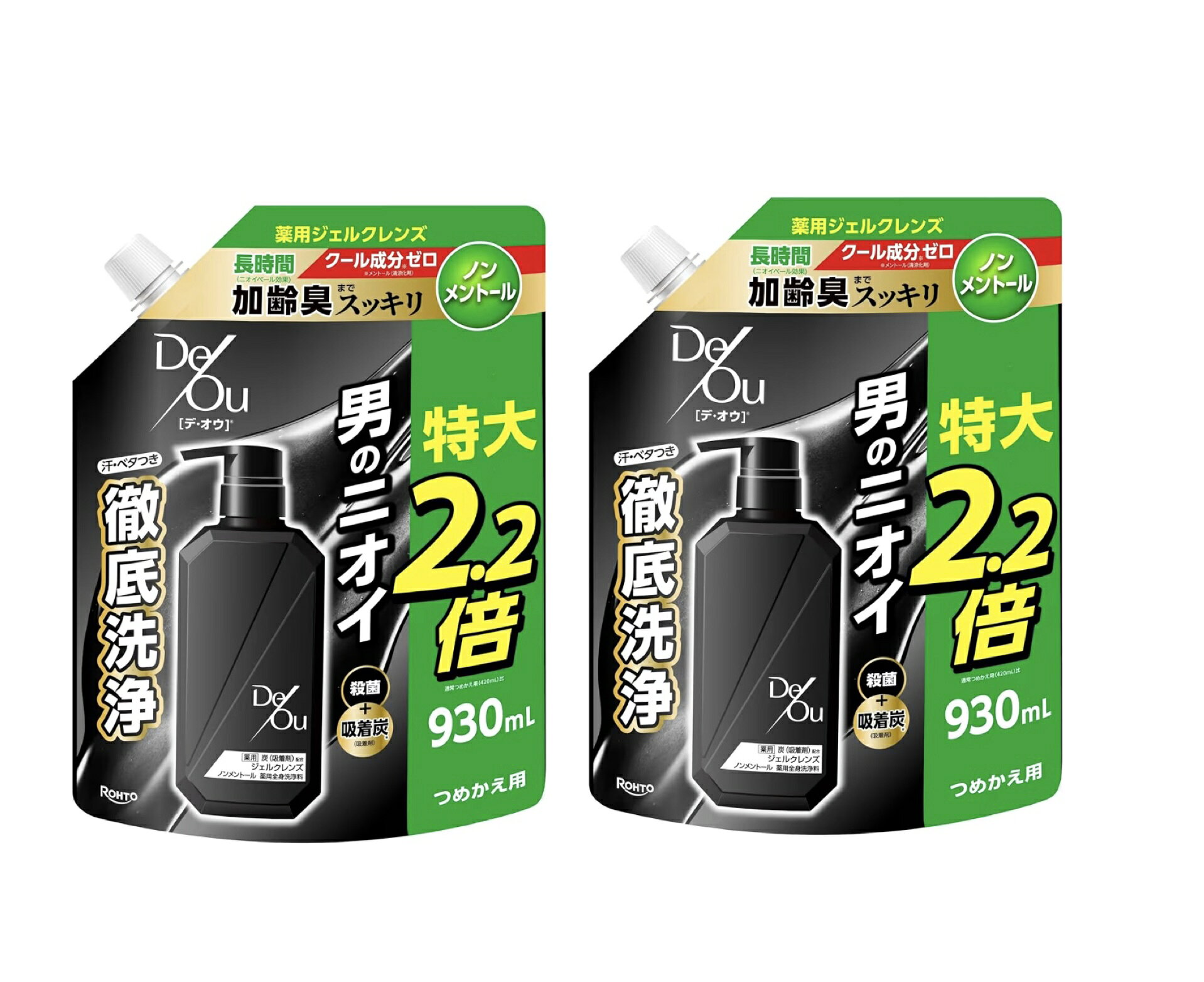 デ・オウ　 【医薬部外品】　薬用ジェルクレンズ薬用全身洗浄(ノンメントール）(シトラスハーブの香り）　詰替え用 特大930ml×2袋 アブラ・ベタつき・ウイルス・細菌までをまるごと洗浄し、体臭や汗などのニオイの発生を防ぐ、ノンメントールの薬用ボディウォッシュです。ニオイの元となる皮脂や汚れを吸着。 5