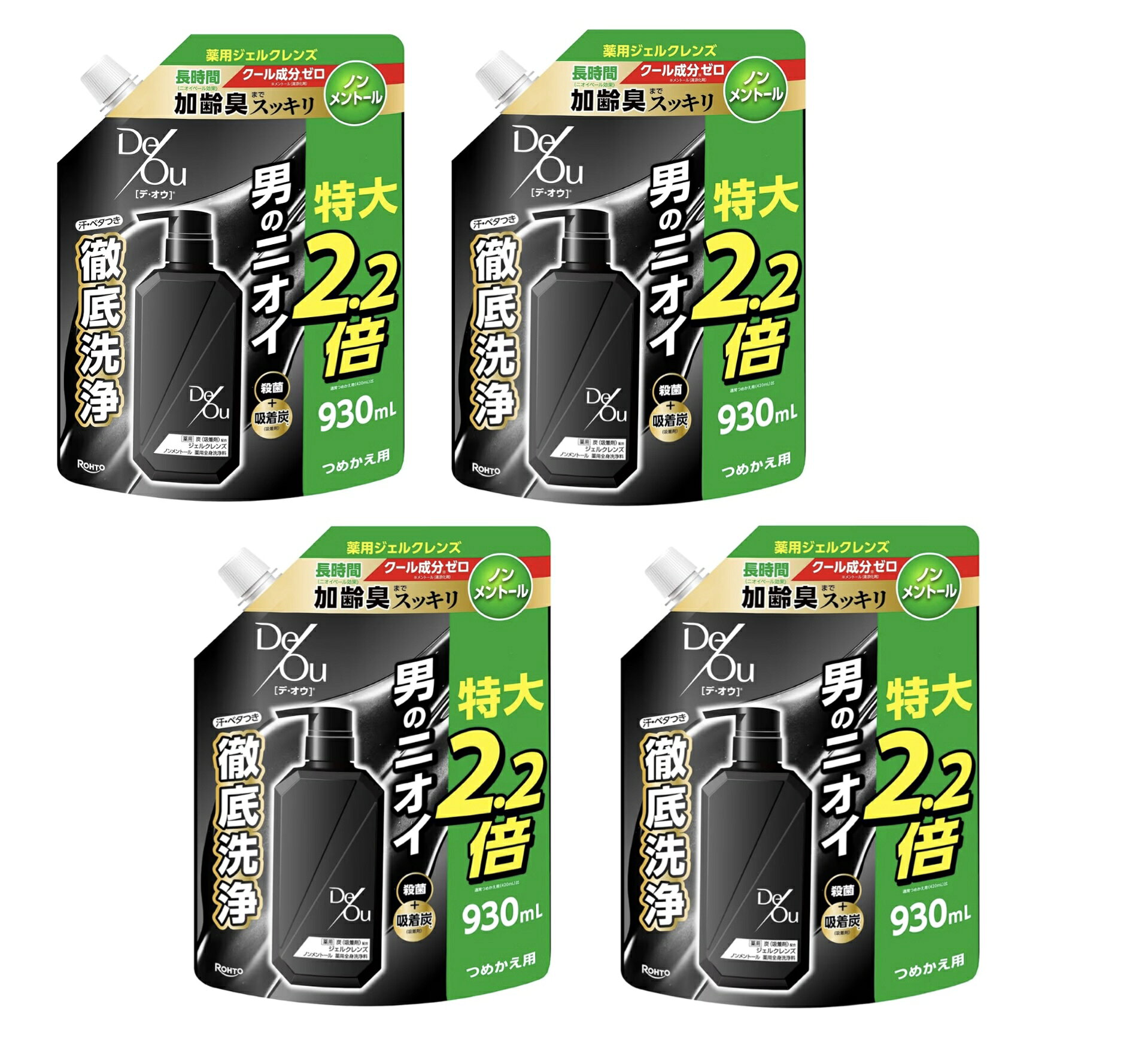 デ・オウ　 【医薬部外品】　薬用ジェルクレンズ薬用全身洗浄(ノンメントール）(シトラスハーブの香り）　詰替え用 特大930ml×4袋