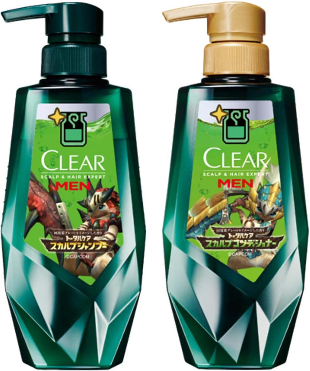 CLEAR FOR MEN(クリアフォーメン)モンスターハンター限定コラボ数量限定の本体セットトータルケア　スカルプシャンプー＆スカルプコンディショナー各350g 回復薬グレートをイメージした香り、保湿成分（ミズハッカ葉エキス・ローヤルゼリーエキス）を配合！べたつき・ニオイ・乾燥に悩む方に！ 5