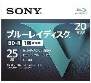 SONY ソニーブルーレイ BD-R 1回録画用　25GB　Vシリーズ 20BNR1VLPS4 (20枚入) メモリストレージ容量 25 GBフォーマット ブルーレイ書き込み速度 1-4倍速録画容量 180 分 5
