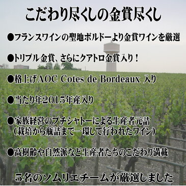 金賞受賞ボルドー6本 セット 赤 赤ワイン コク旨 ボルドーワイン フルボディー カベルネソービニオン メルロー 送料無料 ギフト ワインセット 金賞 ボルドー bordeaux wine 【あす楽】