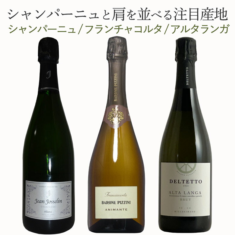 スパークリング注目産地飲み比べ 3本セット シャンパーニュ フランチャコルタ アルタランガ ワイン セット wine ギフト 父の日 750ML