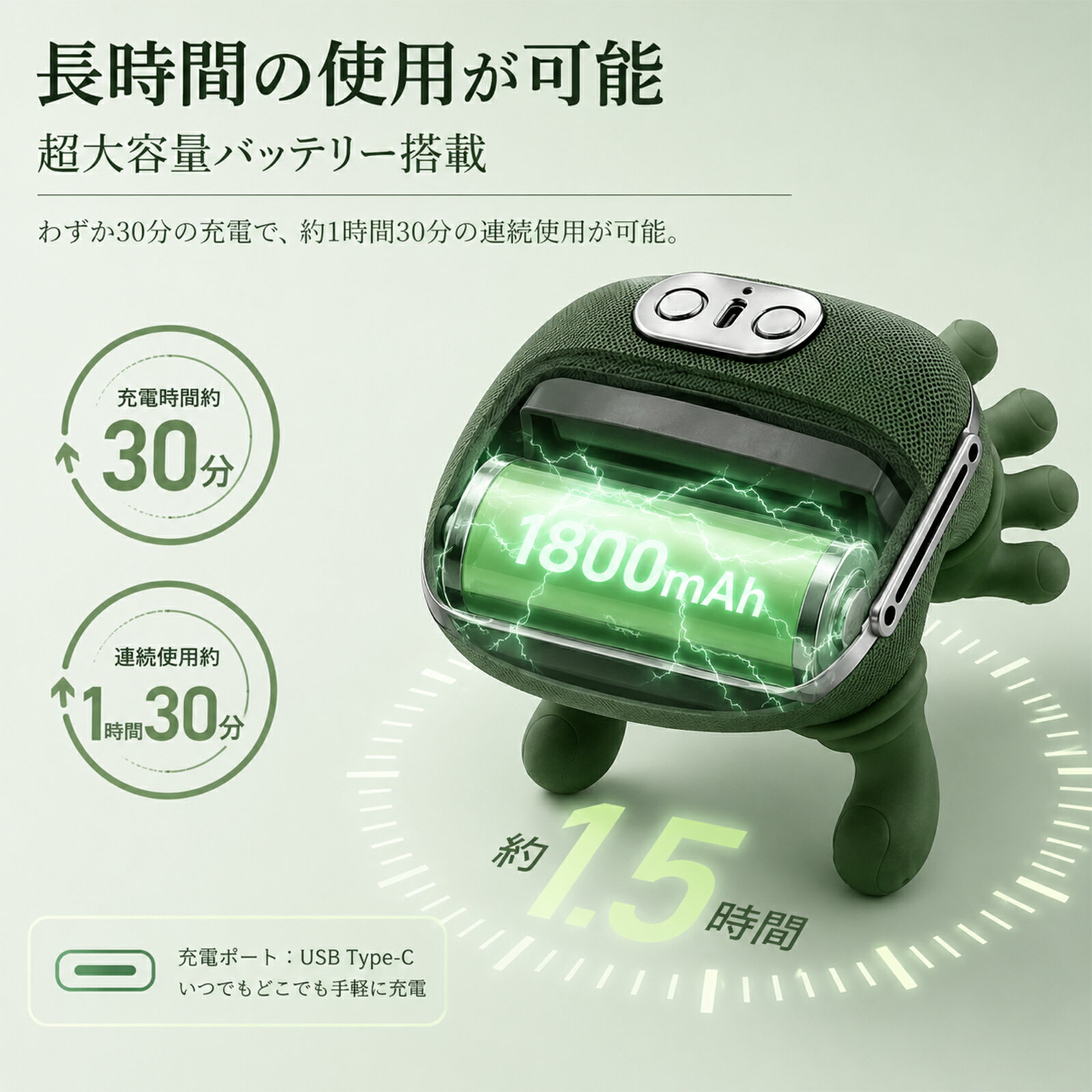 電動 ネック＆ショルダー リラクゼーション器（コードレス・Type-C充電・温熱機能...