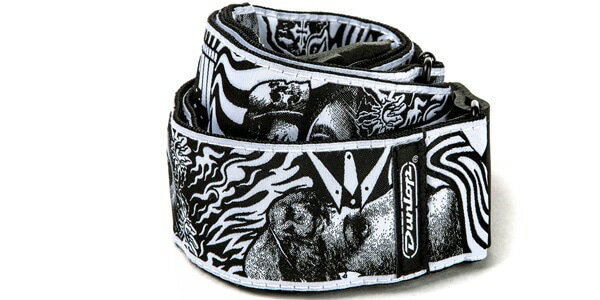 JIM DUNLOP（ジムダンロップ） 布製ストラップ ILD04 ILOVEDUST Strap Skulls Black/White