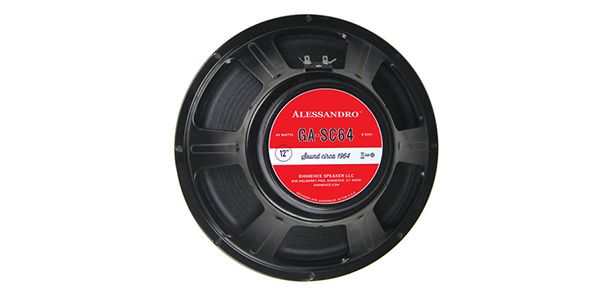 ■口径：12"■インピーダンス：8Ω■許容入力：40 W■周波数レンジ：80 Hz . 5.3 kHz■感度：100.5 dB■マグネット：フェライト■ユニット重量：3.40 kg■その他：■マグネット重量：1.07kg■ボイスコイル径：1.75インチ■サイズ：309.1 mm x 309.1 mm x 130.2mm■バッフル径：282.7 mm■取付ねじ穴の直径：6.1mm■取付ねじ穴間の直径：298.5 mm　Mounting Holes B.C.D.■ボイスコイル材：Copper voice coil■フォーマー：Paper former■バスケット：Pressed steel basket■コーン：Paper cone■エッジ：Paper cone edge■ダストキャップ：Solid composition felt dust cap本物のヴィンテージサウンドを出すため、アンプ職人George Alessandro.によって設計された。高音から低音にかけてバランスがとれており、そのダイナミックなサウンドはヴィンテージアンプのサウンドから現代風のディストーションサウンドまで広く対応している。■Signature Series本物のヴィンテージサウンドを得るために、アンプ職人ジョージ・アレッサンドロによって設計された許容入力40WのスピーカーGA-SC64。ハイからローにかけてのバランスが良く、タイトで抜けの良いサウンドキャラクターはヴィンテージサウンドだけでなく、モダンなディストーションサウンドまで幅広く対応します。■EMINENCE1966年アメリカ・ケンタッキー州で創業。現在も同地に自社工場を構えており、プロフェショナルを唸らせるクオリティの高いギター用、PA用スピーカーユニットを世に送り出しています。大ヒットを記録している「Tonker」「Legend」や、トーンにこだわるギタリスト、エリック・ジョンソンの名を冠したシグネチャーモデル「EJ1250」も人気を博しています。※スピーカーユニットにつきまして、通常、サイズ、インピーダンス、許容入力が近いモデルでしたら載せ替えは可能です。ただ、実際にスピーカーと合わせた場合、ネジ穴やバッフルサイズが微妙に合わず、加工が必要となる可能性がございます。弊社では、ウーハーユニットの取り付け確認、取り付け保証は承っておりません。予めご了承ください。【ご注意事項（3点）】1．個数明記のない商品は全て「1点」販売です。商品説明に明記するもの以外は付属しません。2．商品画像がリニューアル前の商品画像となっている場合等ございます。リニューアル前後の区別（商品バージョン等）が重要な商品については、前もってメールにてお問合せ下さい。3．商品画像には使用イメージが含まれます。また、写真撮影時の光の入り具合やモニターの発色によって多少お色味が異なる場合がございます。※上記に起因するご返品はお受けできませんのであらかじめご了承下さい。関連キーワード：acoustic gt vigier アウラ アクセサリー アコースティック アコギ アンプ ウクレレ エレキ おすすめ ギター チューナー ベース 機材 弦 入門 練習 ミニ エントリー クラシック サイレント レフティ アンプ 内蔵 ジャガー ムスタング ストラト テレキャス テレキャスター レスポール ストラップ 革 布 スタンド キャビネット 真空管 ケース ペグ ブリッジ ピン ネジ ピックアップ PU ピック バラ セット ギター ギターアンプ ギターアンプ用スピーカー