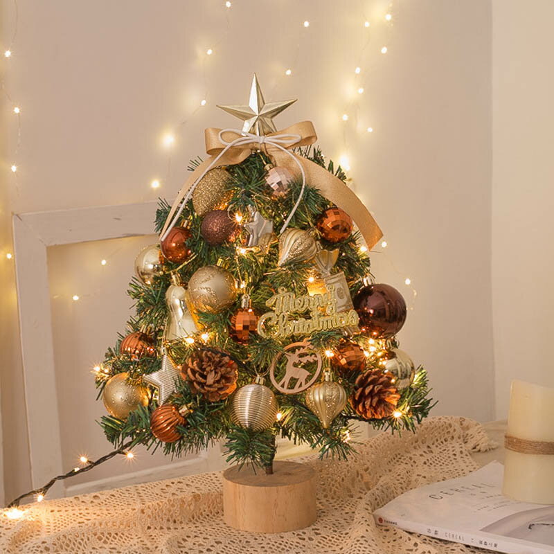 【300円OFF】即納 クリスマスツリー 卓上 45cm ミニクリスマスツリー ミニツリー LEDライト付 LEDイルミネーション オーナメント 卓上 テーブル クリスマスツリー ミニツリー 北欧 おしゃれ 小型 プレゼント ギフト ゴールド 再再再入荷済 送料無料