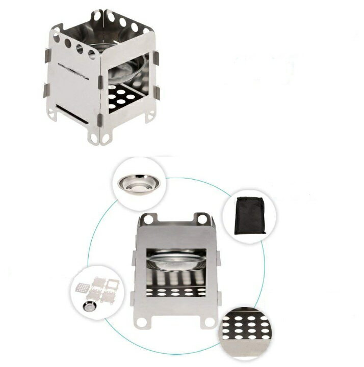 ミニ焚き火台 ステンレス 収納袋付き ゴトク コンロ 五徳 グリル 焚き火 風よけ 風防 ソロキャンプ アウトドア キャンプ Mt.happy/マウントハッピー通販格安セール情報 楽天 通販