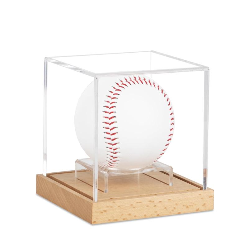 AKEIE 野球ボールケース サインボールケース 木製台座 野球用 アクリル製 ディスプレイケース 透明ケース