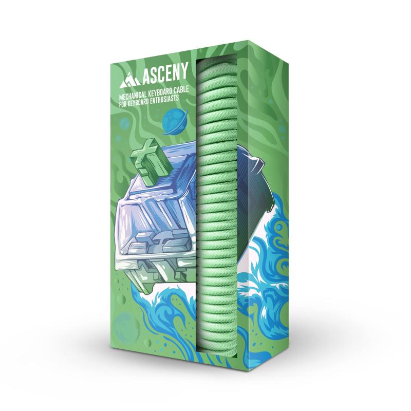 ASCENY コイル状&ダブルスリーブ メカニカルキーボードケーブル Type-C メカニカルキーボード用