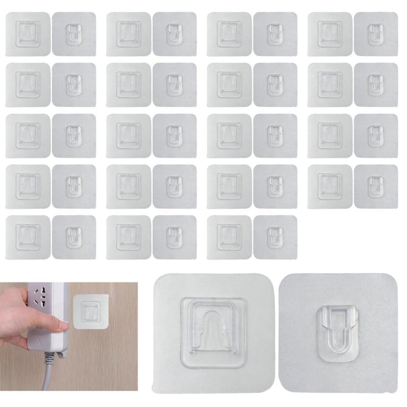 winova 電源タップホルダー 透明固定フック 6×6cm 粘着式＆移動可能 コンセントホルダー ネジ不要 防水..