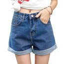 【GIVEK】デニム ショート パンツ レディース ロールアップ デザイン 脚長 シルエット 着回し ショートデニム