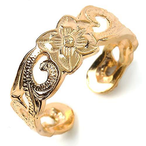 [LocoMocoAloha] ハワイアンジュエリー リング 指輪 ピンキーリング トゥリング イエローゴールド 透か..