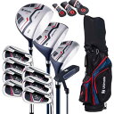GYMAX ゴルフクラブセット メンズ クラブ11本(1W/3W/5W/5I/6I/7I/8I/9I/PW/SW/PT) 右利き カーボンシャフト キャディバッ...