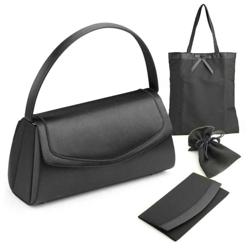 [アイビー] ブラックフォーマルバッグ 4点セット（手提げサブバッグ・ふくさ・念珠入れ巾着袋つき）