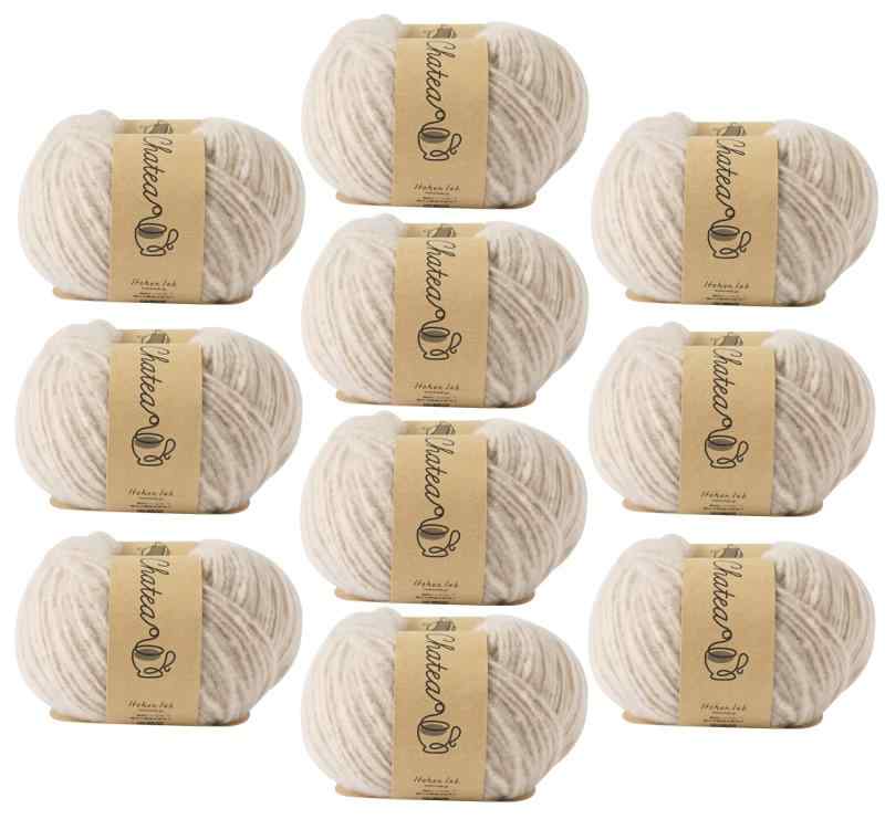 原ウール Knitworm 毛糸 10玉セット チャティふんわりヤーン 並太 30g(約84m) ポリエステル100%