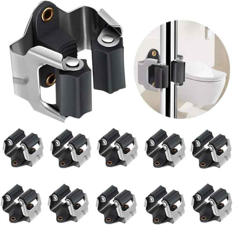 モップホルダー ほうきホルダー 壁掛式収納ホルダー 10個セット 壁掛けモップハンガー ローラーフック トイレ収納 清掃用具ツール収納 傘立て キッチン お風呂 ガレージ オフィス 玄関 耐(3)