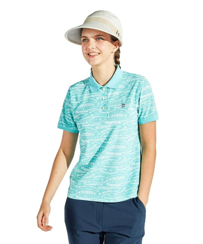 [マンシングウェア] 半袖シャツ ポロシャツ ロゴ総柄 吸汗速乾 クーリング ストレッチ ゴルフ MG5SHS84..