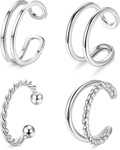 Diamday イヤーカフ レディース 4個セット シルバー925 金属アレルギー対応 イヤーカフ シンプル 軟骨 イヤーカフ ノンホール ピアス 穴不要 フェイクピアス 耳 アクセサリー Diamday イヤーカフ レディース 4個セット シルバー925 金属アレルギー対応 イヤーカフ シンプル 軟骨 イヤーカフ ノンホール ピアス 穴不要 フェイクピアス 耳 アクセサリー