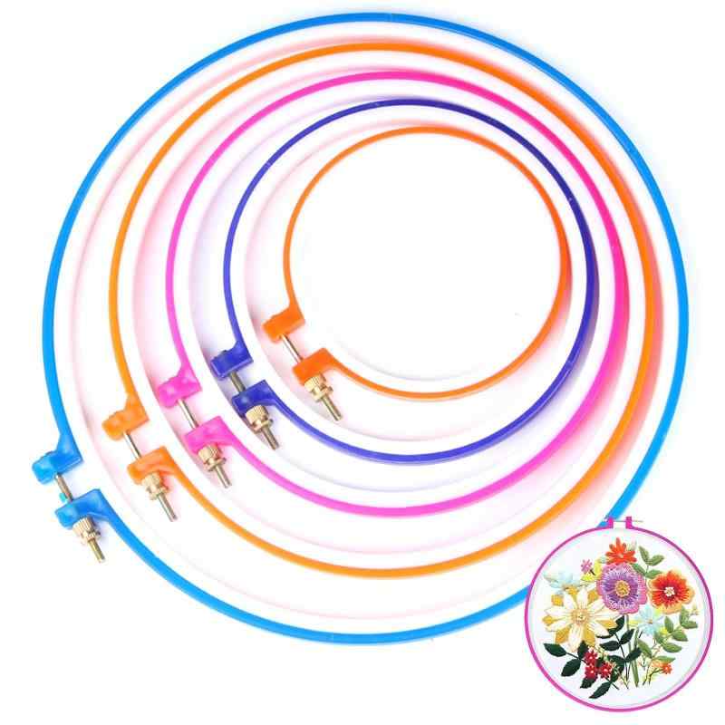 PAVIKE プラスチック刺繍フープ (5サイズ 5個セット) 刺しゅう枠 刺繍フープ 刺繍枠 円形 刺繍フープセ..