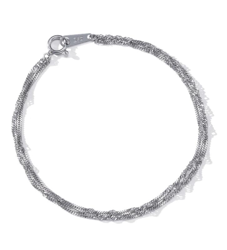 [SPERANZA] 純プラチナ スクリュー 2連 ブレスレット 17cm 1.5mm幅 ×2 pt999 造幣局検定マーク入り プラチナ チェーン