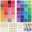 YONGDING ビーズ 粘土ビーズ 4800個 クレイビーズ ブレスレット作成キット ネックレス ブレスレット製作 DIY ジュエリー製作用ビーズ 弾性があり...