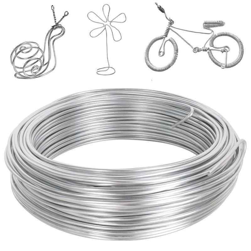 2mmx30m アルミワイヤー フラット ワイヤー アルミ線 シルバーの曲げ可能な金属クラフトワイヤー アー..