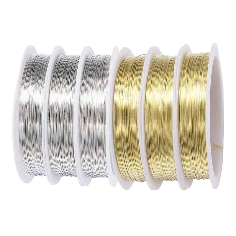 アクセサリーワイヤー 6巻セット 線径0.3mm 0.5mm 0.8mm 銅線 細め 光沢感 ワイヤークラフト DIY手芸素材 ジュエリー作 ビーズ製作 ゴールド シルバー 線径0.3mm 0.5mm 0.8mm(3)