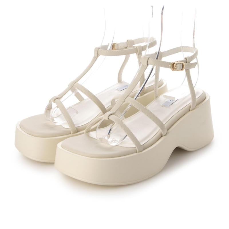 [イーボル] サンダル Tストラップスクエア厚底サンダル レディース