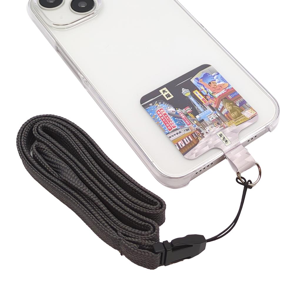 PETASUTO スマホストラップホルダー 日本のおみやげ 名勝・名所シリーズ 大阪 新世界 5枚セット ネックストラップ付 KI-08A-5 スマホストラップ ショルダーストラップ ストラップ iPhone 携帯 アクセサリー アクセ