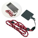 PETASUTO スマホストラップホルダー 30セット ベーシックブラック+ネックストラップ 丸紐レッド KPS-002-30 スマホストラップ ショルダーストラップ ストラップ iPhone 携帯 アクセサリー アクセ(2)
