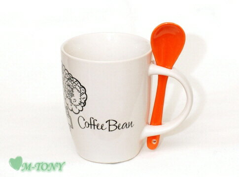 Coffee Bean コーヒービーンシープ ダンシング マグカップ＆スプーンオレンジ 296ml(10oz) ☆ ロシア ☆ 海外限定品/日本未発売/タンブラー/マグカップ/クリスマス/バレンタイン/ハロウィン