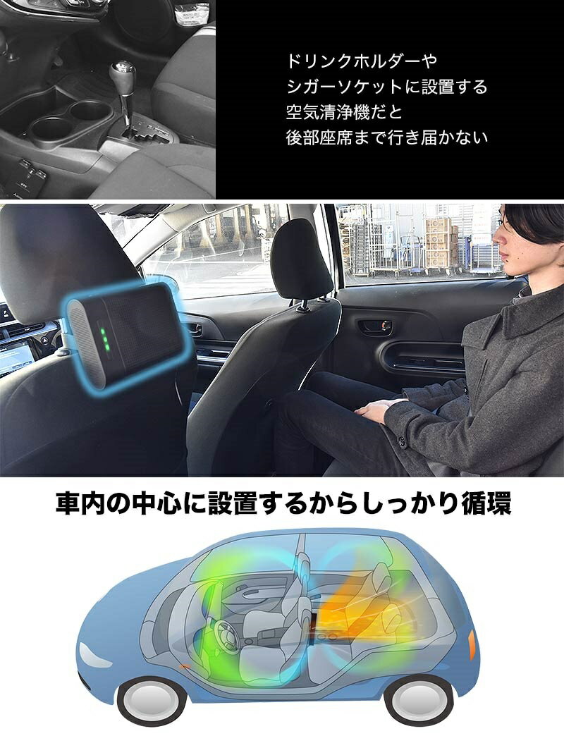 THANKO(サンコー)車内まるごと空気清浄「クリーンエアチェンジャー」 CAHRUAPB 空気清浄機 車 車載 ポータブル 小型