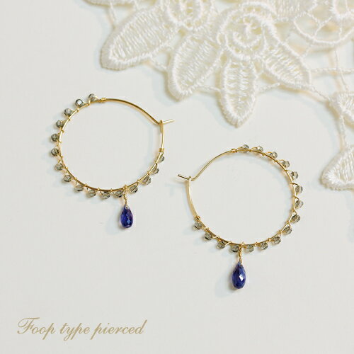 ピアス カイヤナイト フープ ゴールド レディース 真鍮 スワロフスキー CAP0065-KY 日本製 プレゼント ギフト ホワイトデー