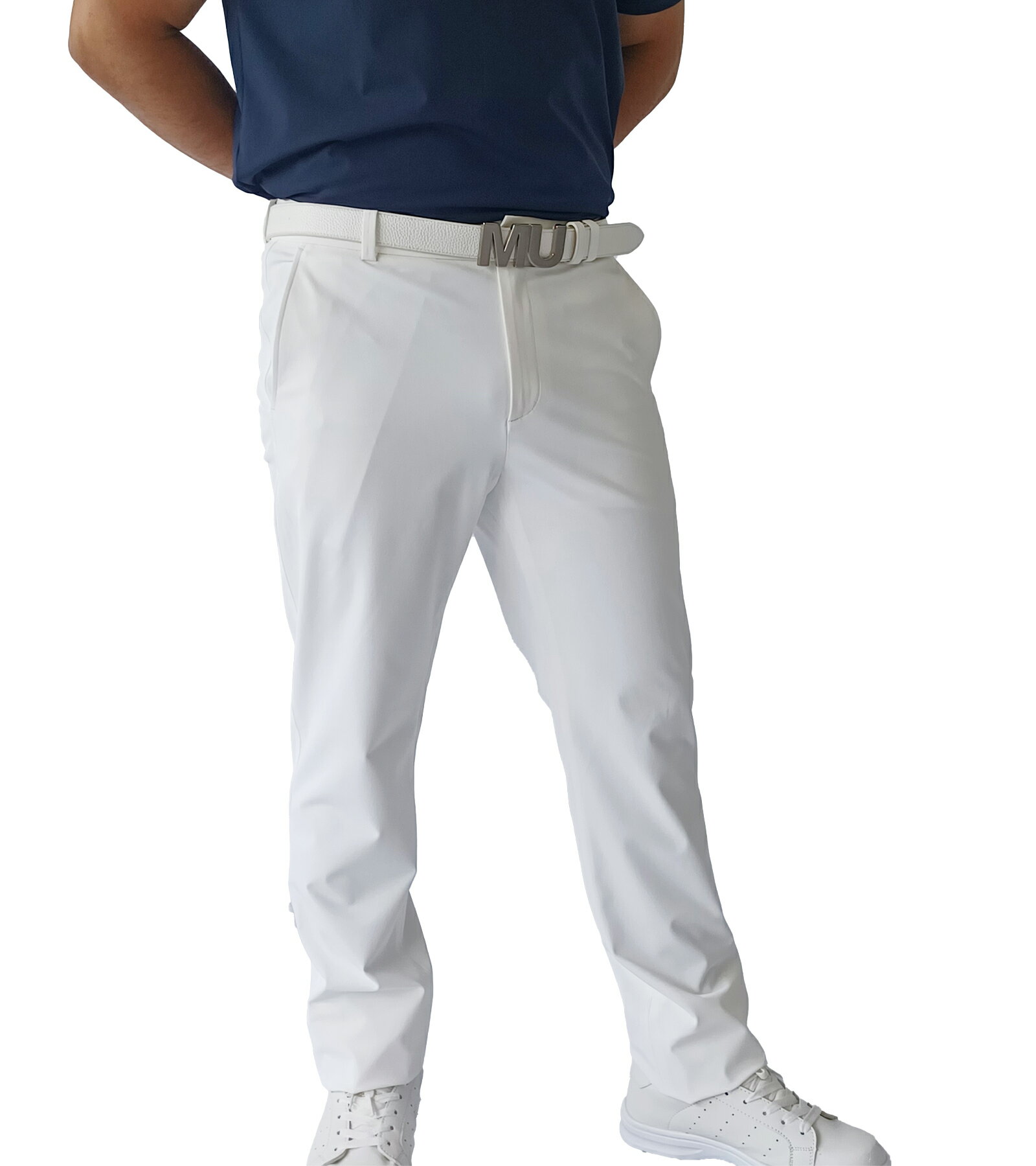 【SALE 50%OFF】[MU SPORTS 公式] ゴルフ メンズ ノータック ストレートパンツ 4WAYストレッチ UVカット 撥水 ウエストフィット