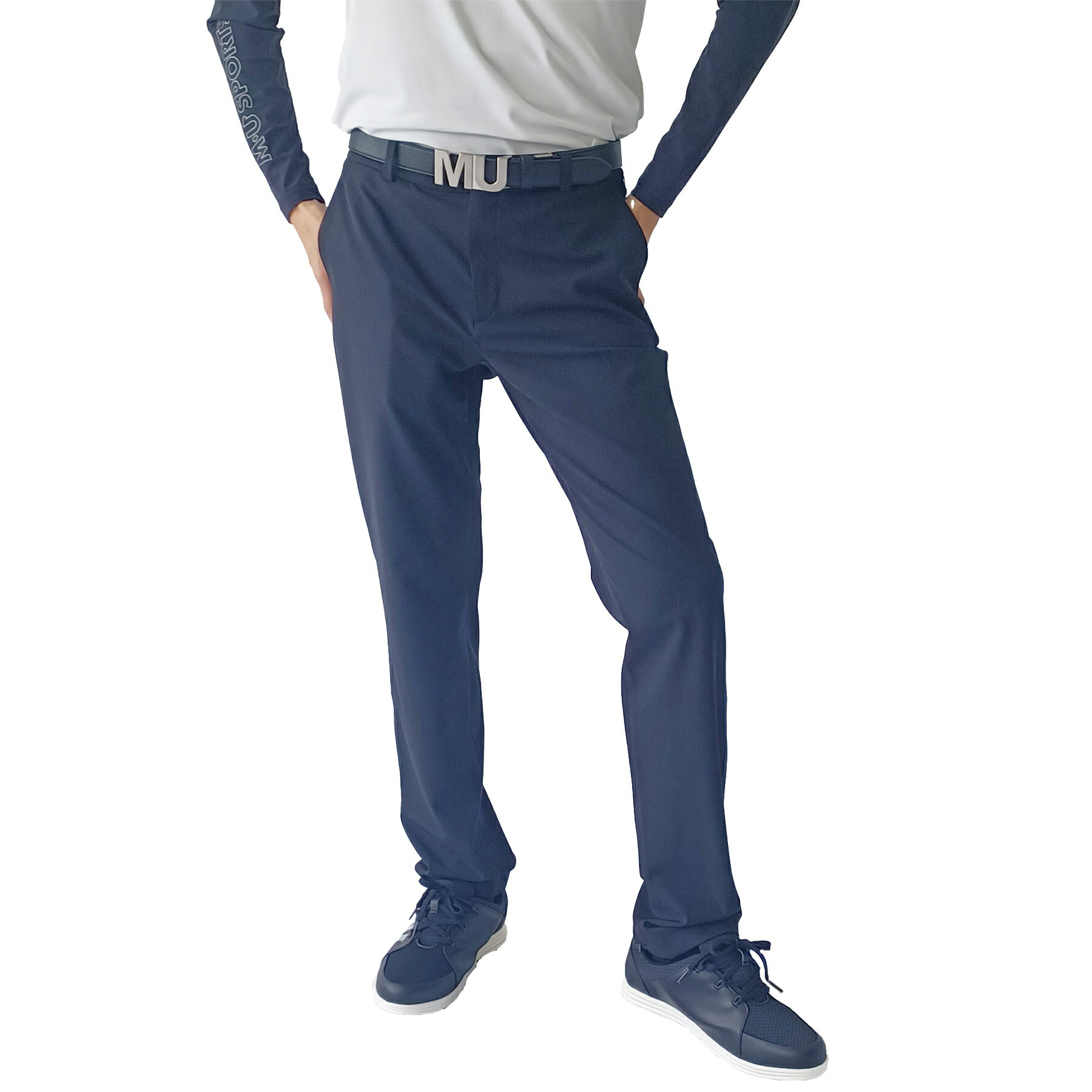 【SALE 50%OFF】[MU SPORTS 公式] ゴルフ メンズ ノータック ストレートパンツ 4WAYストレッチ UVカット 撥水 ウエストフィット