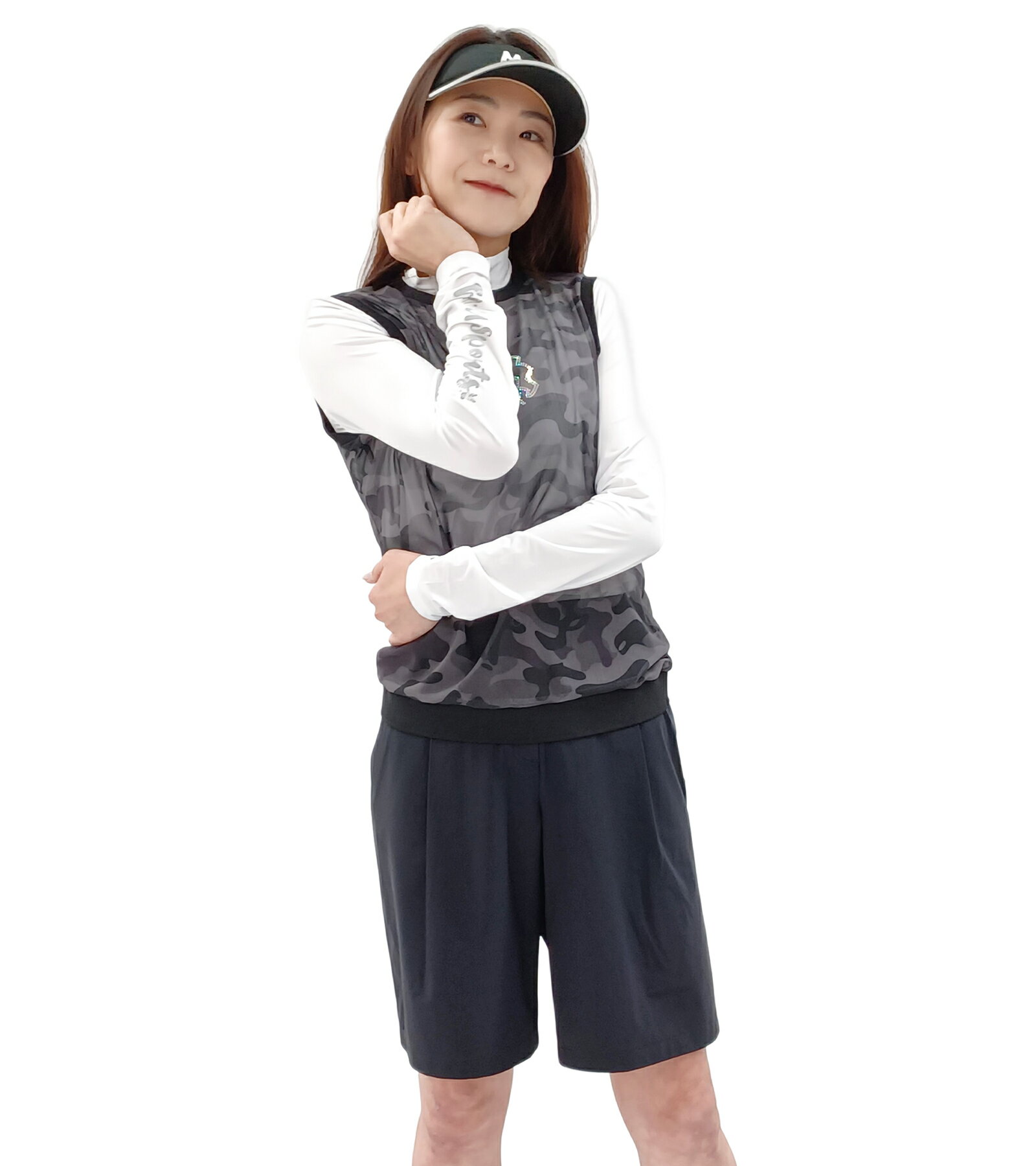 [MU SPORTS] ゴルフ パンツ キャラクターモチーフハーフ / 高ポリウレタン混率 ハイテンションストレッチ ハーフパンツ ナイロン素材 肌触り刺繍