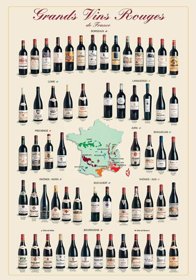 フランスの赤ワイン ポスター 2450-4700