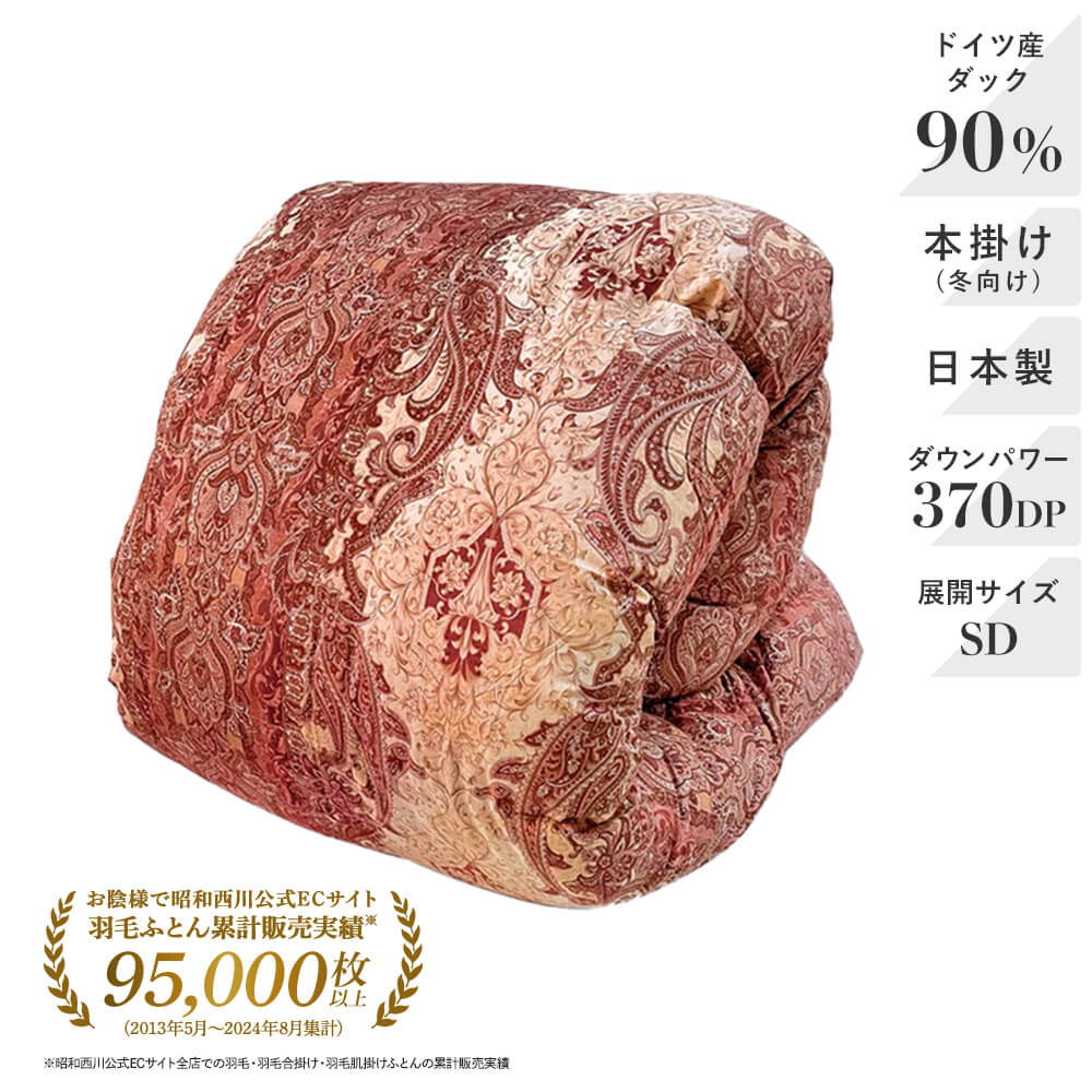 昭和西川 羽毛布団 セミダブル ドイツ産ダック90% 羽毛充填量1.4kg EC1680 羽毛掛けふ
