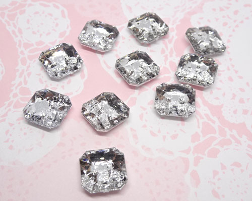 樹脂ボタン ブリリアントスクエア 10個［bot-018] 【手芸・手芸用品・手芸材料・手作り・アクセサリー..