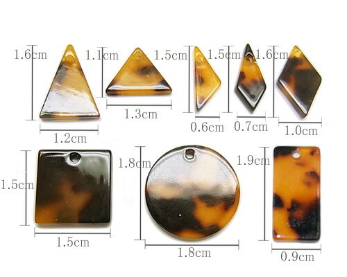 べっこう風 幾何学 穴あり 4個[cha-n-029]