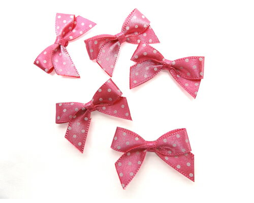 サテンドットリボン ピンク 8個[rib-mot-078]