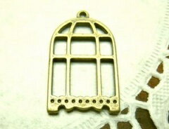 フラットバードケージ　[cha-p-140]【鳥かご・アクセサリーチャーム・ピューターチャーム・ビーズパー..
